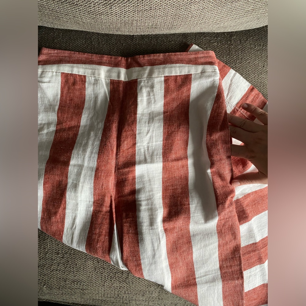 Madewell striped wide leg linen pull on pants, MT